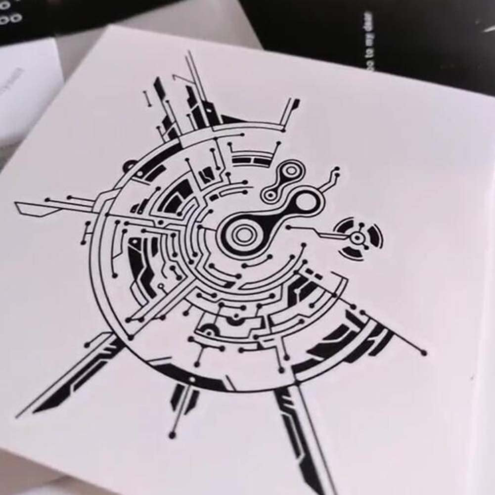 10 Sheets Cyberpunk Machinery Temporary Tattoo Stickers - Black Halloween Fake Tattoos for Arm - görsel 3