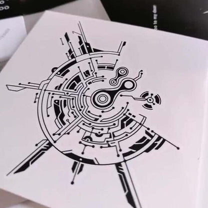 10 Sheets Cyberpunk Machinery Temporary Tattoo Stickers - Black Halloween Fake Tattoos for Arm