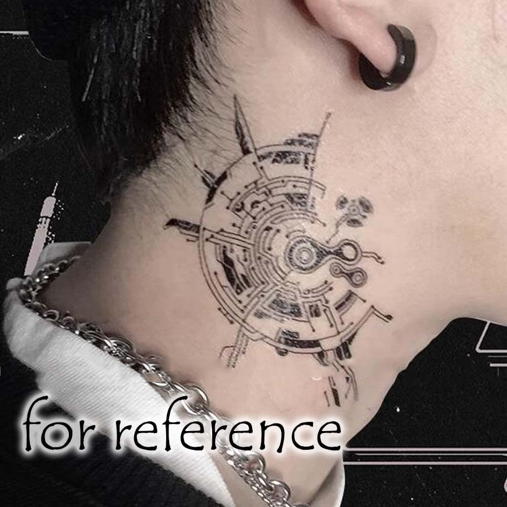 10 Sheets Cyberpunk Machinery Temporary Tattoo Stickers - Black Halloween Fake Tattoos for Arm - görsel 7