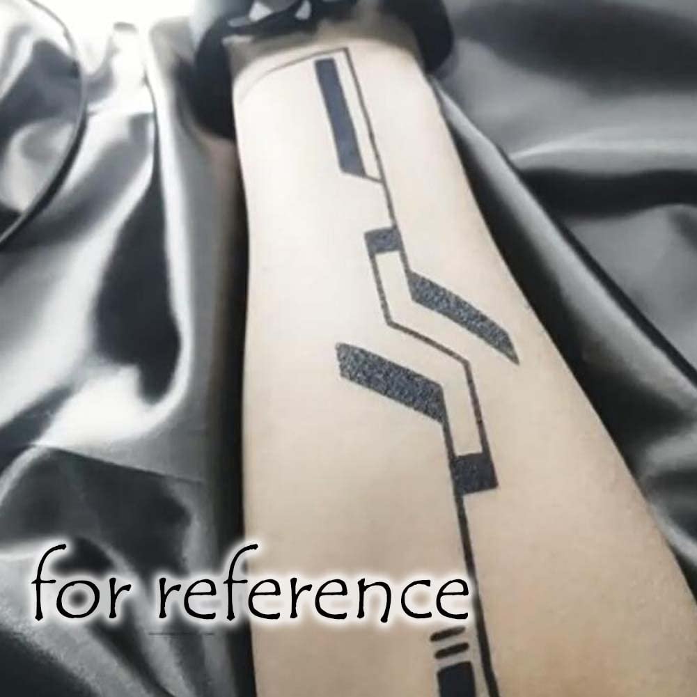 10 Sheets Cyberpunk Machinery Temporary Tattoo Stickers - Black Halloween Fake Tattoos for Arm - görsel 9