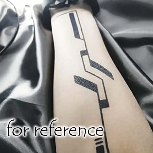 10 Sheets Cyberpunk Machinery Temporary Tattoo Stickers - Black Halloween Fake Tattoos for Arm - görsel 10