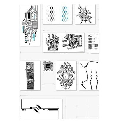 10 Sheets Cyberpunk Machinery Temporary Tattoo Stickers - Black Halloween Fake Tattoos for Arm