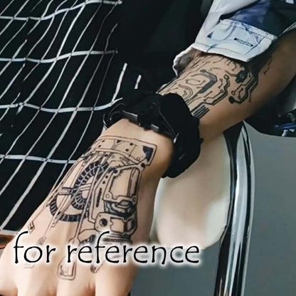 10 Sheets Cyberpunk Machinery Temporary Tattoo Stickers - Black Halloween Fake Tattoos for Arm