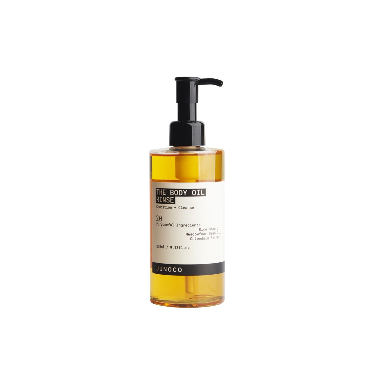 JUNO & Co. Body Oil Rinse Shower Cleanser – Hydrating Rice Bran & Meadowfoam Seed Wash for Dry or Sensitive Skin, Daily Use, 9.13 fl oz Avelisse