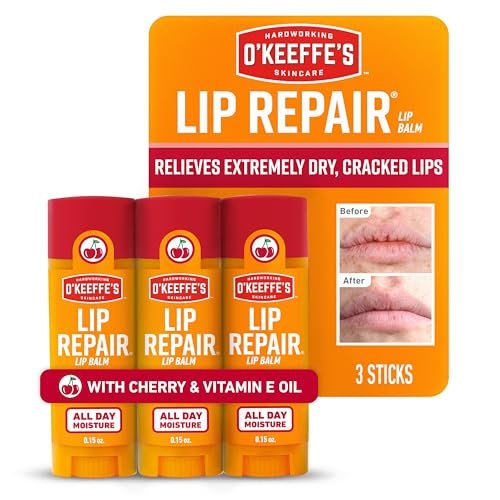 O'Keeffe's Lip Repair Lip Balm with Cherry & Vitamin E Oil - Stick (3 Pack) - Moisturizer for Extremely Cracked, Dry Lips - görsel 2