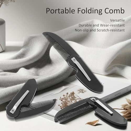 4-Pack Handmade Sawcut Mustache Comb – Best Pocket Folding Comb for Moustaches and Short Beards - görsel 4