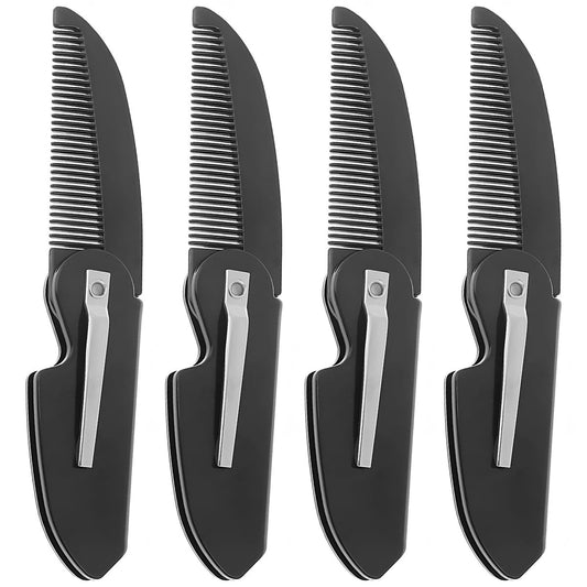 4-Pack Handmade Sawcut Mustache Comb – Best Pocket Folding Comb for Moustaches and Short Beards