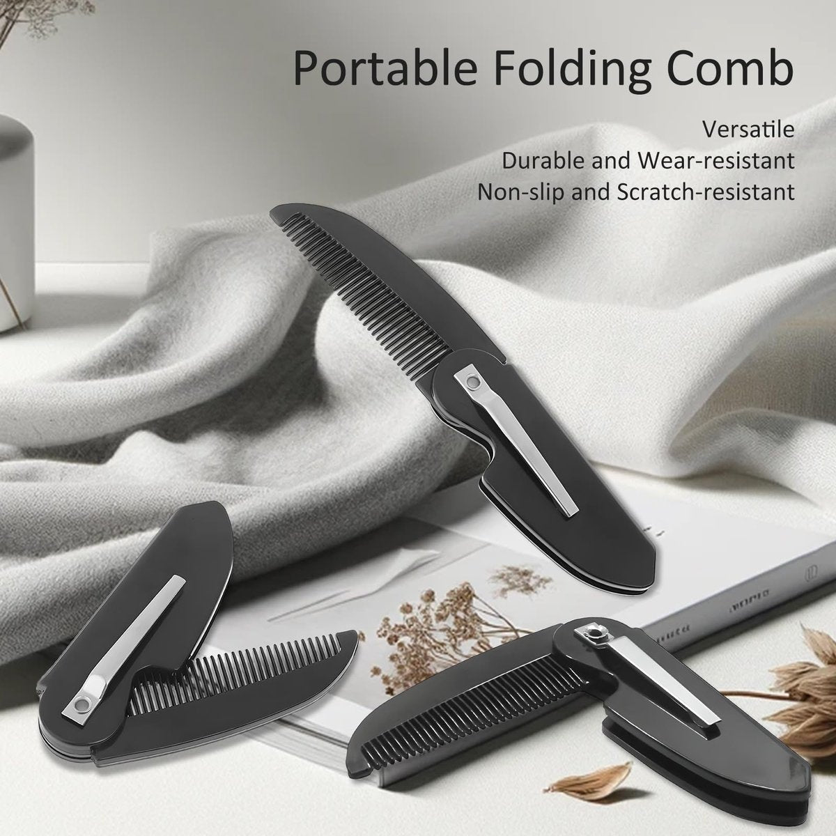 4-Pack Handmade Sawcut Mustache Comb – Best Pocket Folding Comb for Moustaches and Short Beards - görsel 3