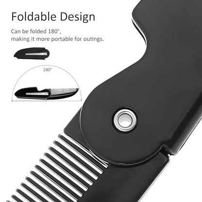 4-Pack Handmade Sawcut Mustache Comb – Best Pocket Folding Comb for Moustaches and Short Beards