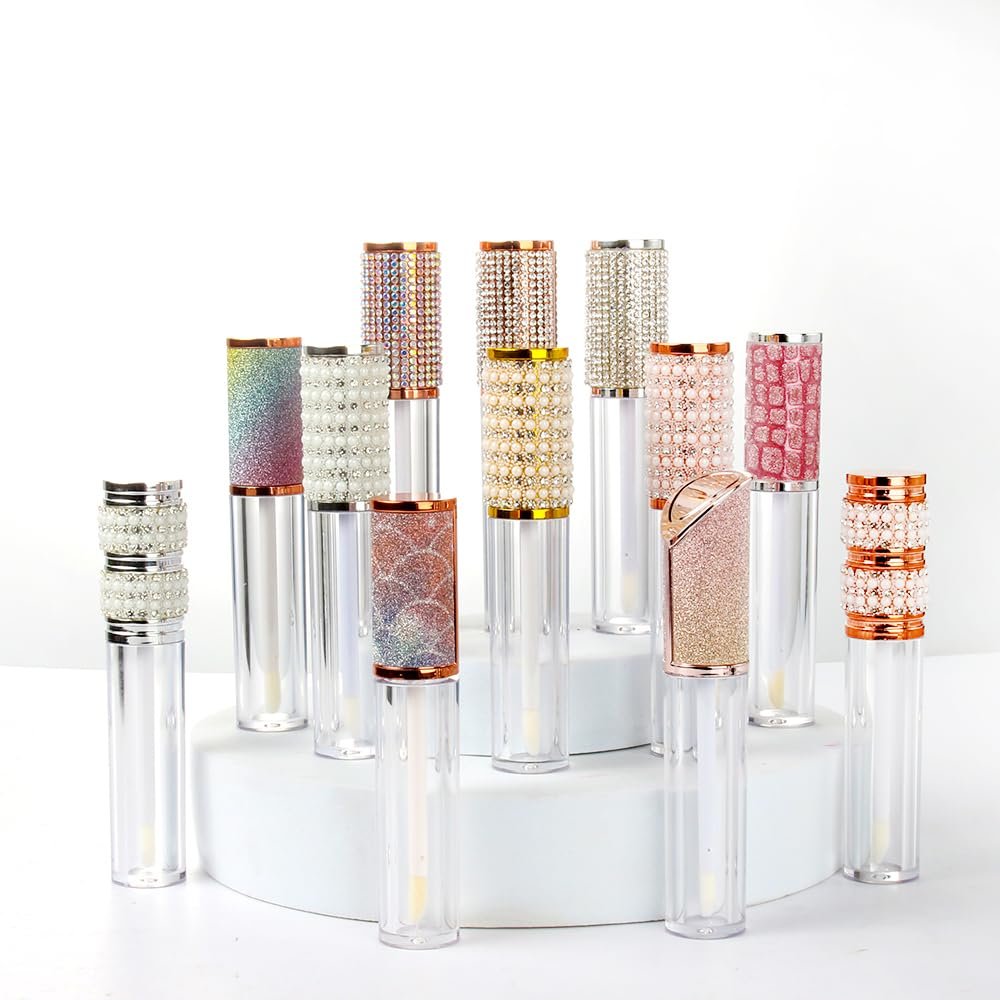 COSIDEA 15-Pack Round Empty 5ml Rose Gold Lip Gloss Tubes with Wand Pearl – Acrylic Lip Gloss Containers for DIY Lip Oil Packing - görsel 15