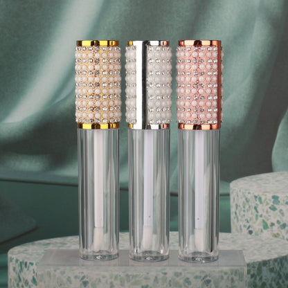 COSIDEA 15-Pack Round Empty 5ml Rose Gold Lip Gloss Tubes with Wand Pearl – Acrylic Lip Gloss Containers for DIY Lip Oil Packing