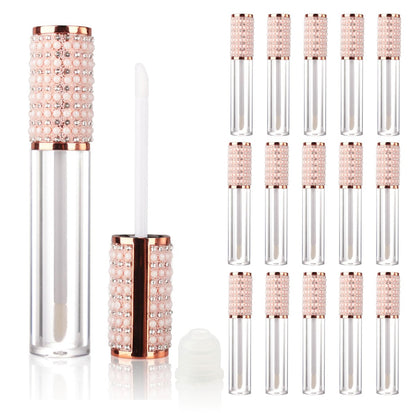 COSIDEA 15-Pack Round Empty 5ml Rose Gold Lip Gloss Tubes with Wand Pearl – Acrylic Lip Gloss Containers for DIY Lip Oil Packing