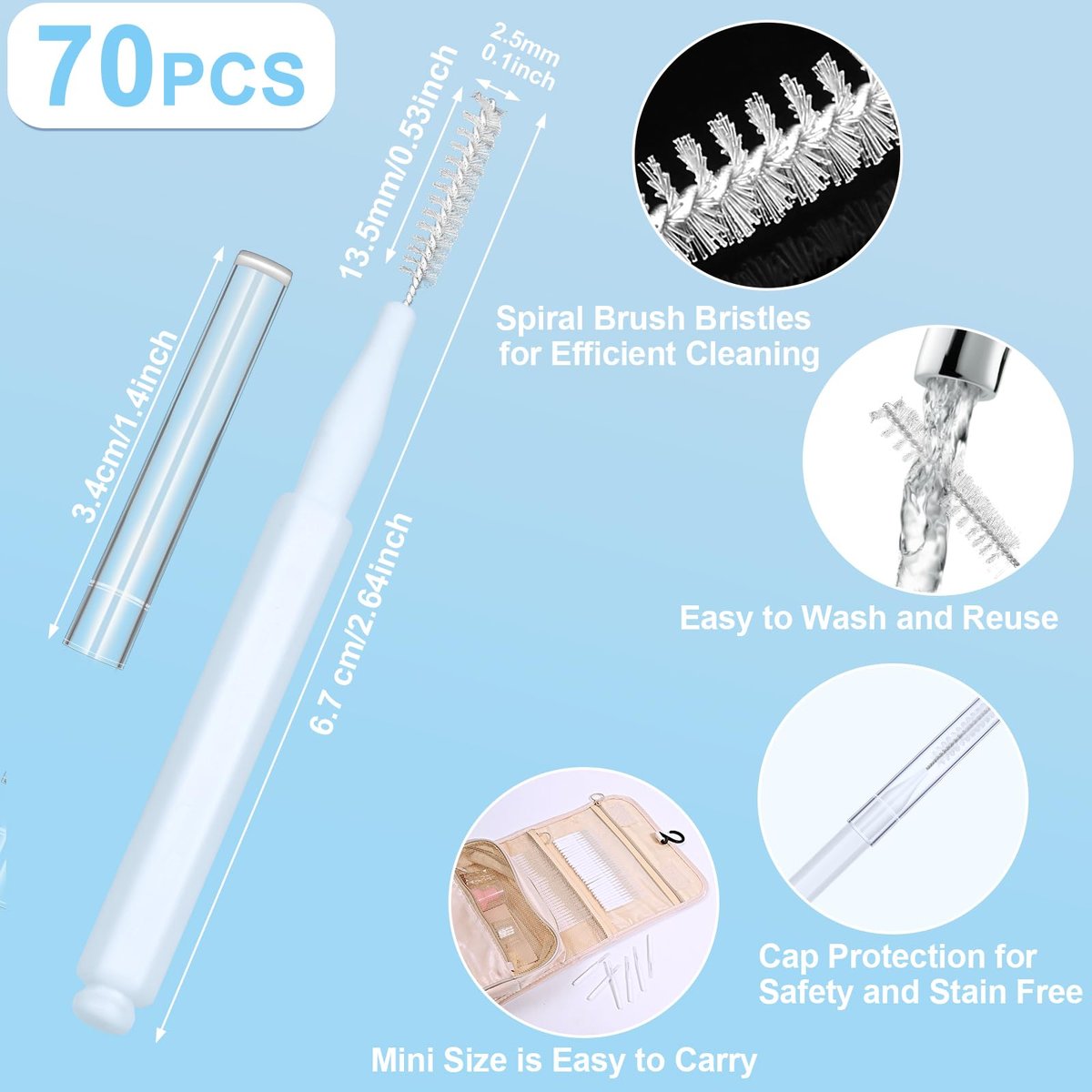 MAPVOLUT 70-Piece Heavy Duty Shower Head Cleaning Brush Set - Professional Grade Bristles for Deep Cleaning Small Holes, Gaps, and Clogs - Durable & Portable Cleaning Tool Kit Avelisse
