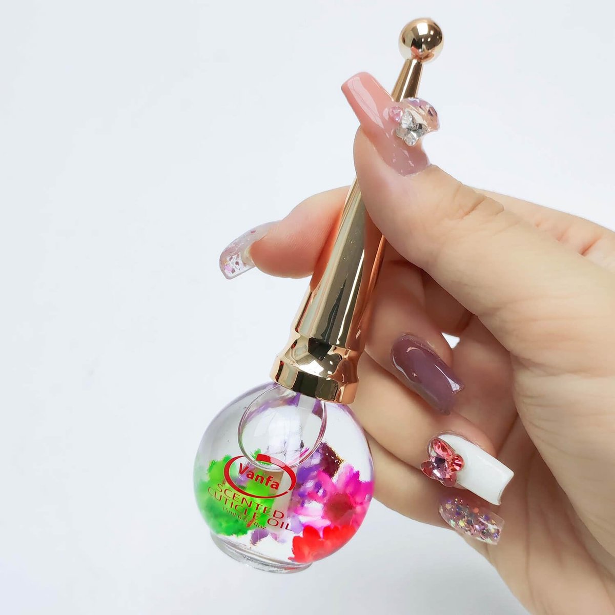 Vanfa Cuticle Oil Infused with Real Flower - Strawberry Scent, 0.42 Oz - Nourishing Cuticle Treatment for Healthy Nails - görsel 3
