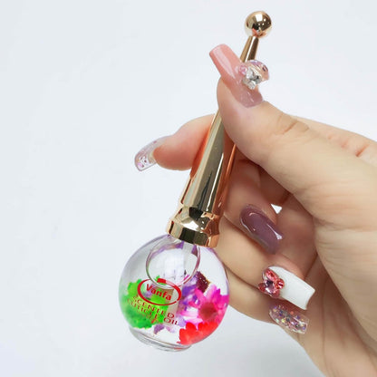 Vanfa Cuticle Oil Infused with Real Flower - Strawberry Scent, 0.42 Oz - Nourishing Cuticle Treatment for Healthy Nails