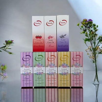 Vanfa Cuticle Oil Infused with Real Flower - Strawberry Scent, 0.42 Oz - Nourishing Cuticle Treatment for Healthy Nails