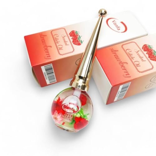 Vanfa Cuticle Oil Infused with Real Flower - Strawberry Scent, 0.42 Oz - Nourishing Cuticle Treatment for Healthy Nails - görsel 2