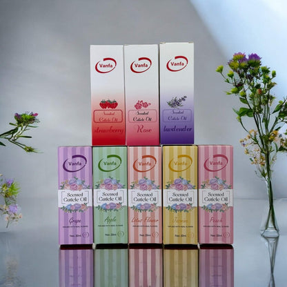 Vanfa Cuticle Oil Infused with Real Flower - Strawberry Scent, 0.42 Oz - Nourishing Cuticle Treatment for Healthy Nails