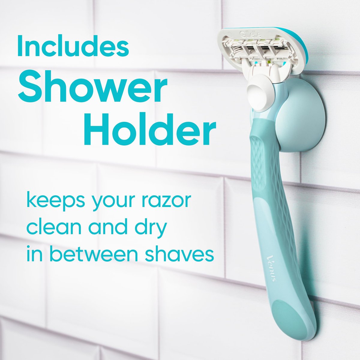 Gillette Venus Extra Smooth Razor for Women - 1 Handle + 4 Refills, 5-Blade, Ergonomic No-Slip Gel Handle & Shower Holder - görsel 9