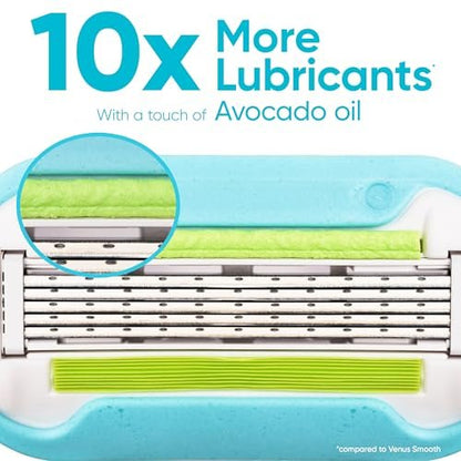 Gillette Venus Extra Smooth Razor for Women - 1 Handle + 4 Refills, 5-Blade, Ergonomic No-Slip Gel Handle & Shower Holder