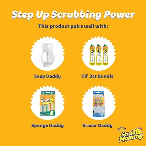 Scrub Daddy Sponges + Household Cleaning Supplies Bundle - PowerPaste, Tangerine Clean, PowErase Gel & Scrub Mommy (3 Pastes & 3 Sponges) Avelisse