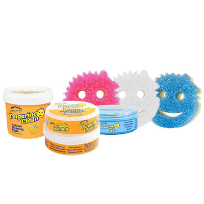 Scrub Daddy Sponges + Household Cleaning Supplies Bundle - PowerPaste, Tangerine Clean, PowErase Gel & Scrub Mommy (3 Pastes & 3 Sponges) Avelisse