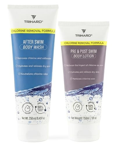 TRIHARD Chlorine Removal Body Wash and Lotion Set – Pre & Post Swim Skin Protection for Sensitive Skin Avelisse