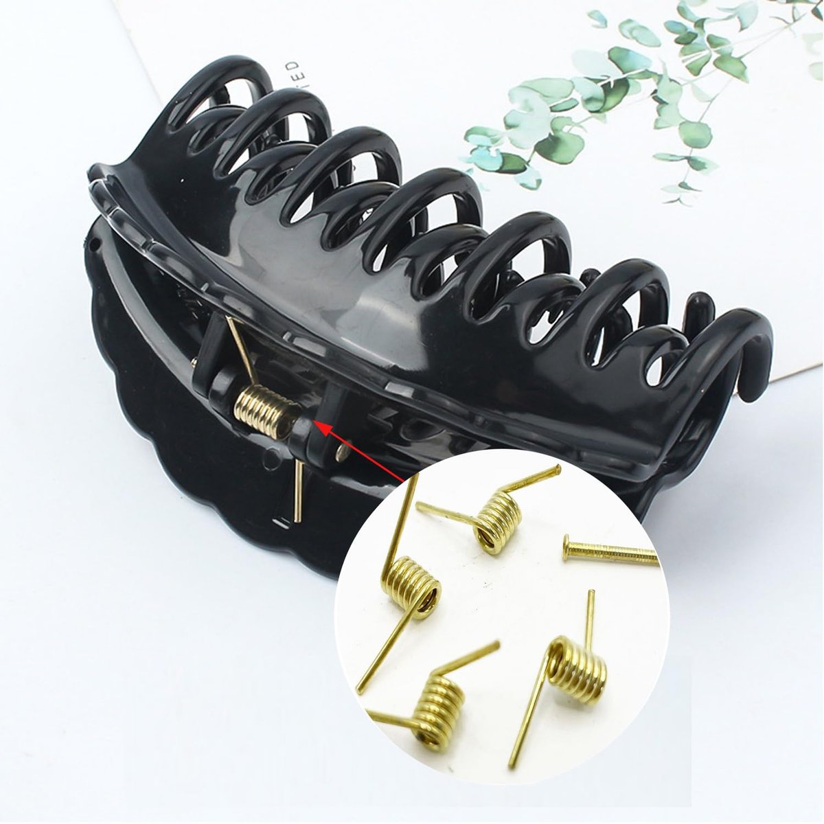 ArrErr 8 Set Hair Claw Clip Spring Replacement with Central Axle Rod for Large Medium Claw Clips Hairpin Square Rectangle Butterfly Jaw Clamp Repair Parts - görsel 11