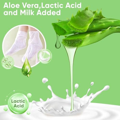 Berlaney Aloe Vera Foot Peeling Mask - Baby Feet Exfoliating Peel for Dead Skin Removal & Moisturizing Care, Dry Cracked Heels Relief, Softening Rough Feet Spa Socks, 3 Pairs Pack (Unisex) Avelisse