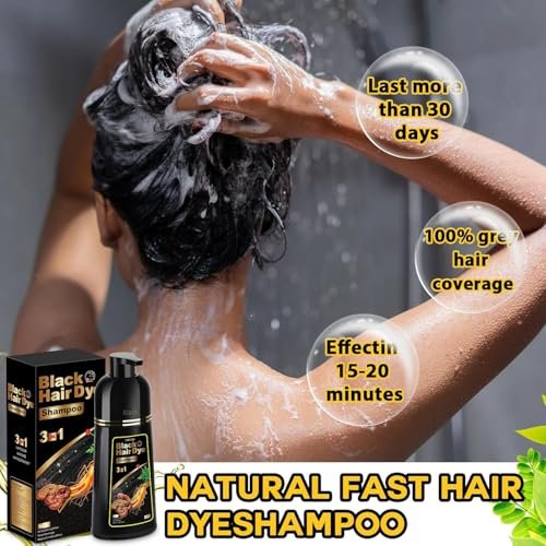 Sminktec Herbal Hair Dye Shampoo 3 in 1 for Gray Hair - Natural Black Color, 16.9 Fl Oz - görsel 12