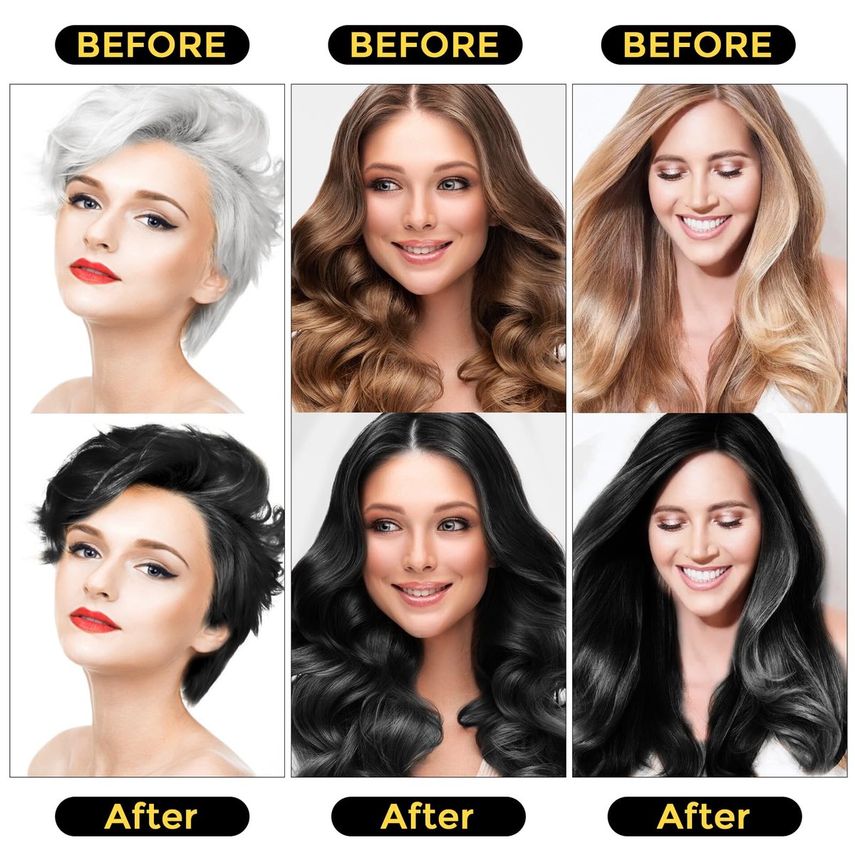 Sminktec Herbal Hair Dye Shampoo 3 in 1 for Gray Hair - Natural Black Color, 16.9 Fl Oz - görsel 5