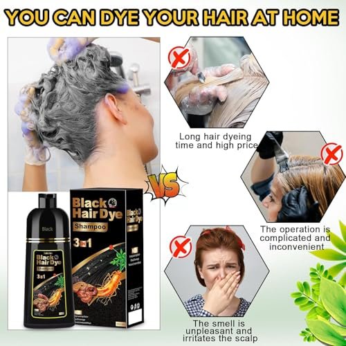 Sminktec Herbal Hair Dye Shampoo 3 in 1 for Gray Hair - Natural Black Color, 16.9 Fl Oz - görsel 10