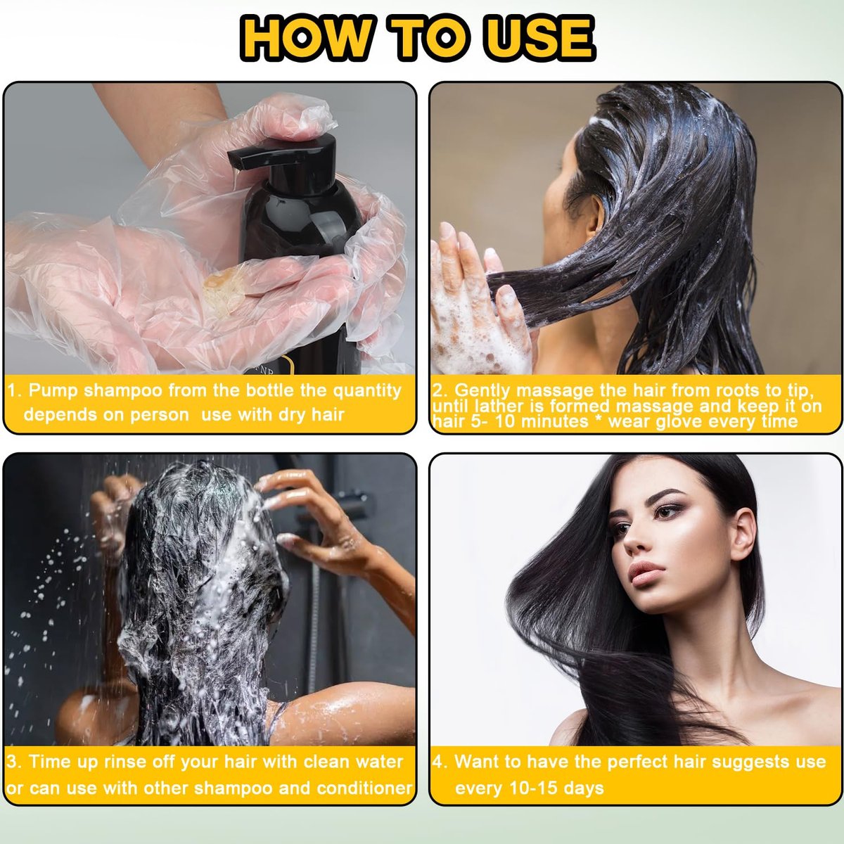 Sminktec Herbal Hair Dye Shampoo 3 in 1 for Gray Hair - Natural Black Color, 16.9 Fl Oz - görsel 13