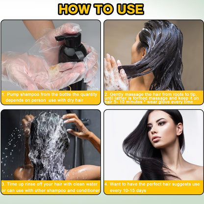 Sminktec Herbal Hair Dye Shampoo 3 in 1 for Gray Hair - Natural Black Color, 16.9 Fl Oz