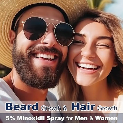 5% Minoxidil for Men and Women Hair Growth Spray - Effective Hair Regrowth Treatment for Thinning Hair and Beard (Pack of 2)