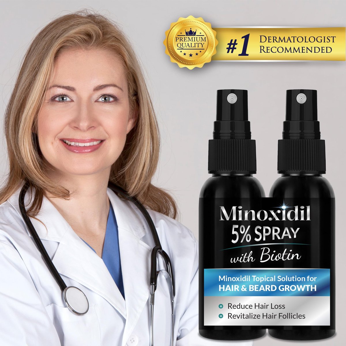 5% Minoxidil for Men and Women Hair Growth Spray - Effective Hair Regrowth Treatment for Thinning Hair and Beard (Pack of 2) - görsel 7