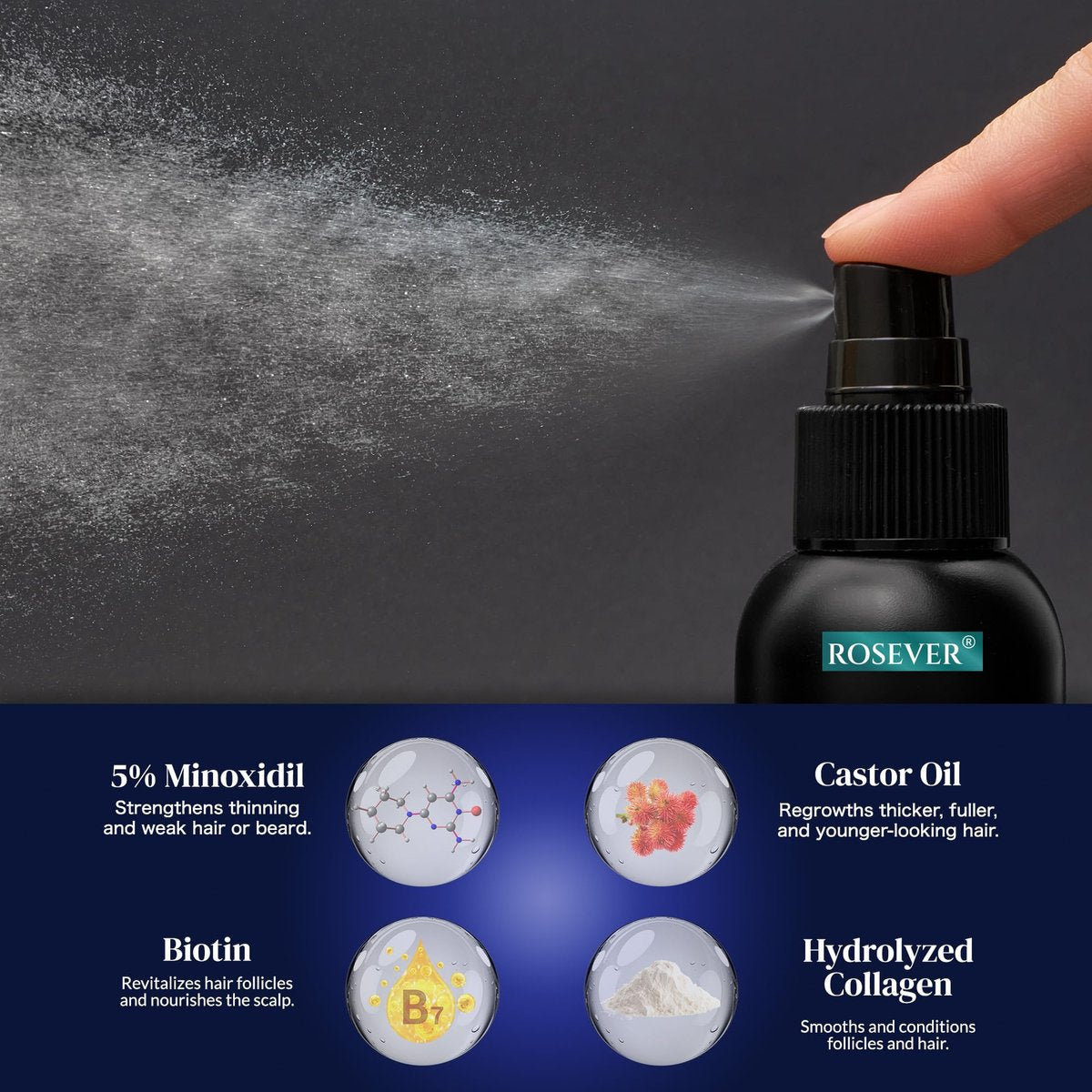 5% Minoxidil for Men and Women Hair Growth Spray - Effective Hair Regrowth Treatment for Thinning Hair and Beard (Pack of 2) - görsel 3