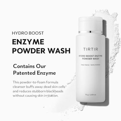 TIRTIR Hydro Boost Enzyme Cleansing Powder - Gentle Exfoliating Face Wash, 2.64 oz