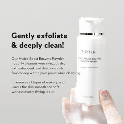 TIRTIR Hydro Boost Enzyme Cleansing Powder - Gentle Exfoliating Face Wash, 2.64 oz