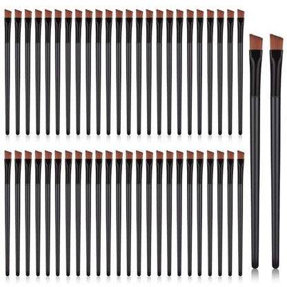 50 Pack Disposable Angled Eyebrow Brushes - Flat Tapered Eyebrow Tint Brush & Concealer Applicator for Precise Makeup Application