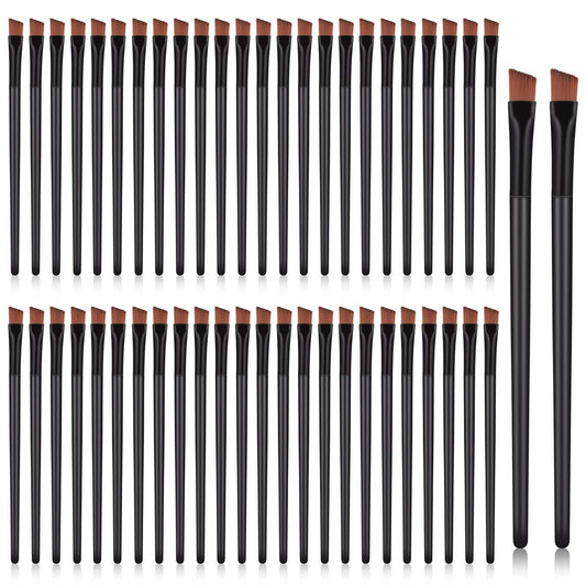 50 Pack Disposable Angled Eyebrow Brushes - Flat Tapered Eyebrow Tint Brush & Concealer Applicator for Precise Makeup Application
