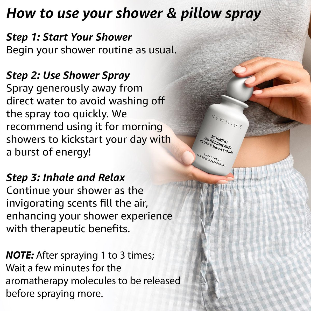 Energizing Shower & Pillow Spray Peppermint Eucalyptus Tea Tree Essential Oils Natural Fast Acting Aromatherapy Mist for Relaxation Calming Stress Clear Sinus Cooling Relief Luxury Self Care Gift - görsel 11