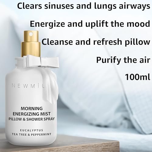 Energizing Shower & Pillow Spray Peppermint Eucalyptus Tea Tree Essential Oils Natural Fast Acting Aromatherapy Mist for Relaxation Calming Stress Clear Sinus Cooling Relief Luxury Self Care Gift - görsel 6