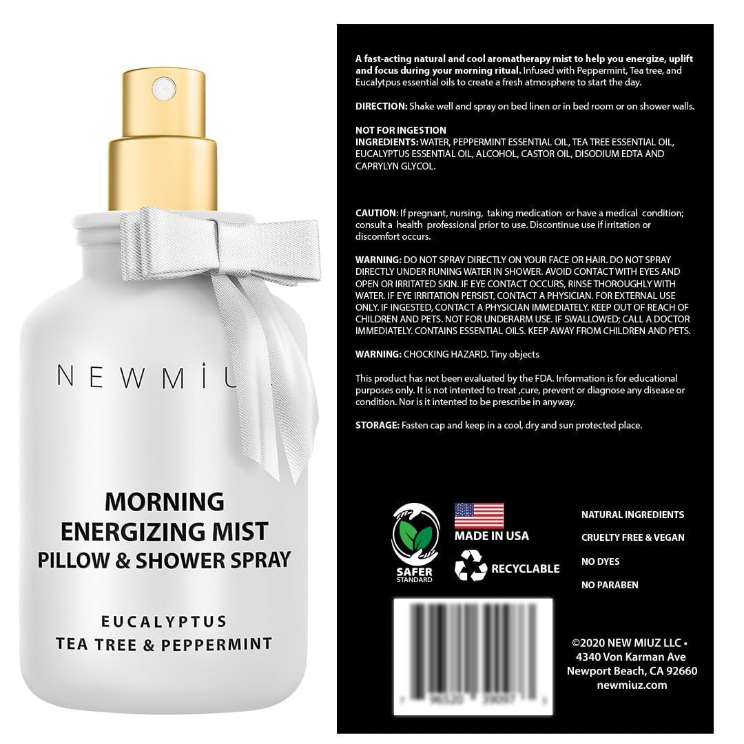 Energizing Shower & Pillow Spray Peppermint Eucalyptus Tea Tree Essential Oils Natural Fast Acting Aromatherapy Mist for Relaxation Calming Stress Clear Sinus Cooling Relief Luxury Self Care Gift - görsel 15