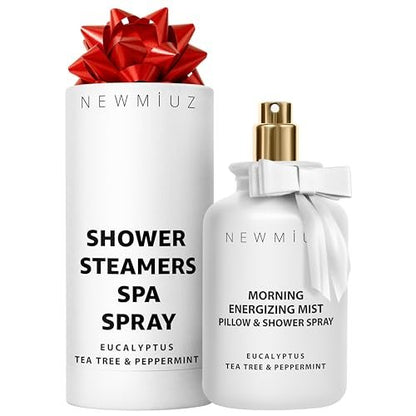 Energizing Shower & Pillow Spray Peppermint Eucalyptus Tea Tree Essential Oils Natural Fast Acting Aromatherapy Mist for Relaxation Calming Stress Clear Sinus Cooling Relief Luxury Self Care Gift