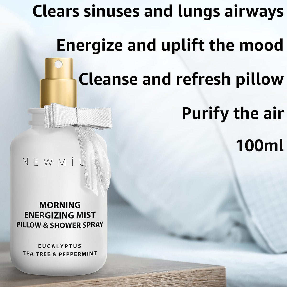 Energizing Shower & Pillow Spray Peppermint Eucalyptus Tea Tree Essential Oils Natural Fast Acting Aromatherapy Mist for Relaxation Calming Stress Clear Sinus Cooling Relief Luxury Self Care Gift - görsel 5