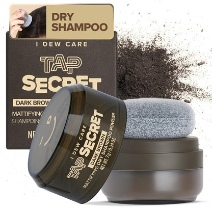 I DEW CARE Biotin Clarifying Dry Shampoo - Tap Secret Dark Brown | Strengthening & Volumizing, Refillable, Non-Aerosol, Travel Size, Brunette, Korean Ginseng, 0.24 Oz Avelisse
