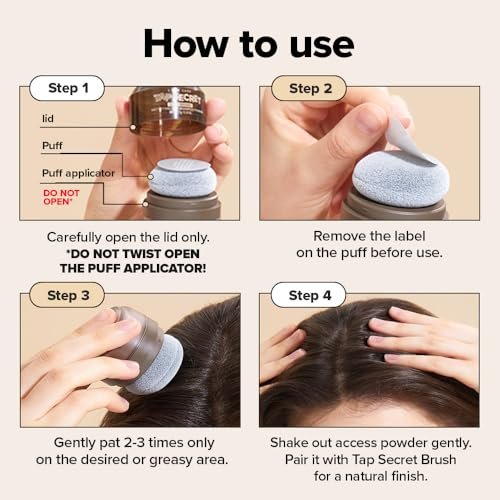 I DEW CARE Biotin Clarifying Dry Shampoo - Tap Secret Dark Brown | Strengthening & Volumizing, Refillable, Non-Aerosol, Travel Size, Brunette, Korean Ginseng, 0.24 Oz Avelisse