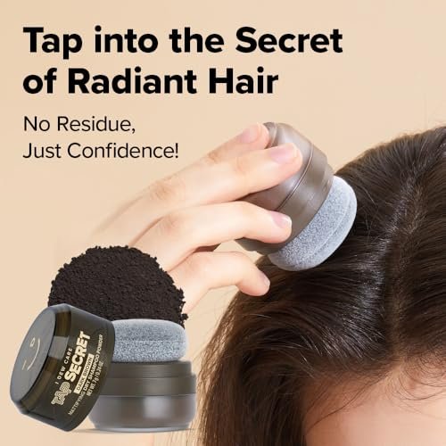 I DEW CARE Biotin Clarifying Dry Shampoo - Tap Secret Black | Strengthening & Volumizing, Powder Type, Refillable, Travel Size, Non-aerosol, for Brunette Hair, Korean Ginseng, 0.24 Oz Avelisse