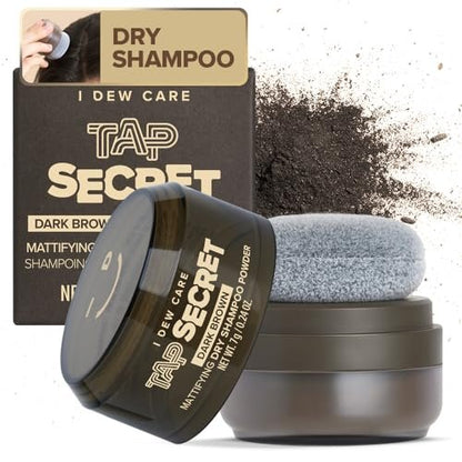 I DEW CARE Biotin Clarifying Dry Shampoo - Tap Secret Dark Brown | Strengthening & Volumizing, Refillable, Non-Aerosol, Travel Size, Brunette, Korean Ginseng, 0.24 Oz Avelisse